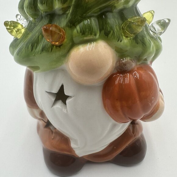 Ceramic 7" Gnome Fall Autumn Pumpkin Thanksgiving Light Up Christmas tree - Picture 10 of 14